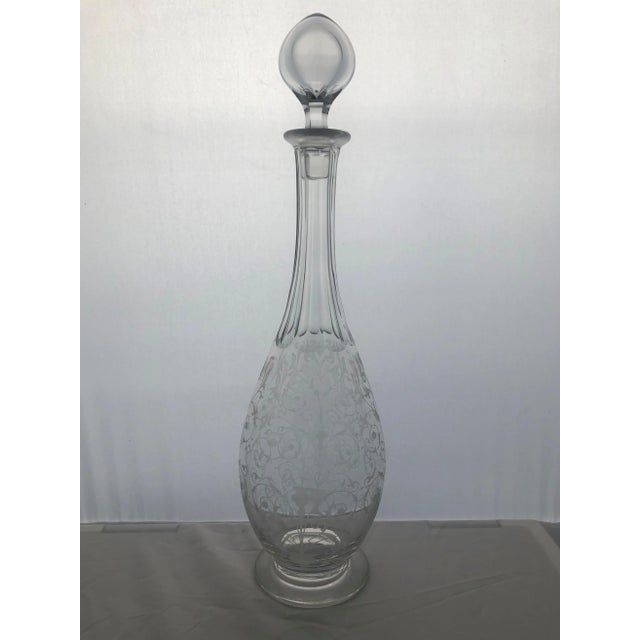 Vintage Baccarat Crystal Wine Decanter Etched Flower Vines For Sale - Image 9 of 9
