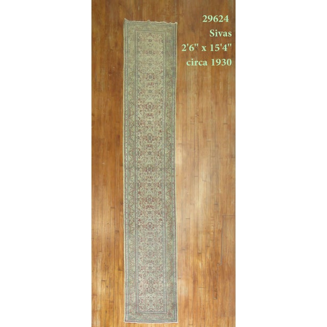 Gray Long Gray Late 19th Century Turkish Runner - 2'6" x 15'4" For Sale - Image 8 of 8