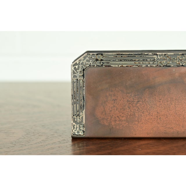 Early 20th Century Heintz Arts & Crafts Sterling Silver on Bronze Letter Rack For Sale - Image 5 of 11