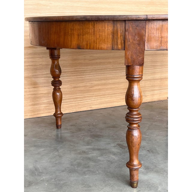 Late 19th Century French Solid Walnut Oval Center Table with Four Turned Legs For Sale - Image 14 of 18