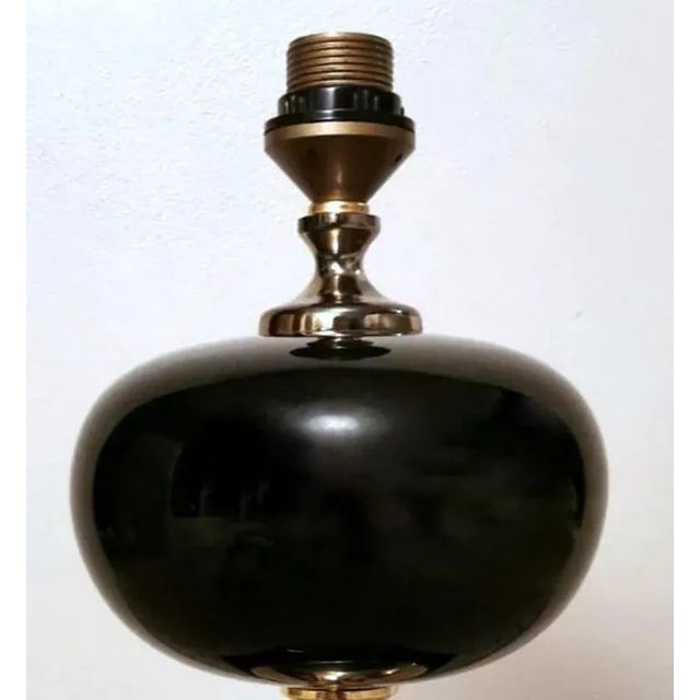 Black French Hollywood Regency Style Table Lamp attributed to Maison Jansen, 1970 For Sale - Image 8 of 13