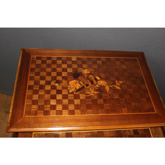 Nesting Tables in Floral Marquetry, 1900s, Set of 4 For Sale - Image 9 of 18