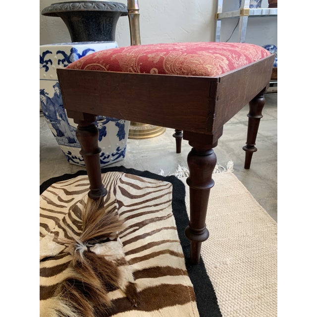 Rustic European Antique 1800s French Bidet Stool Upholstered Bench For Sale - Image 3 of 9