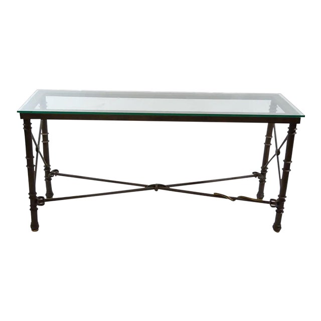 19th Century Bronze & Wrought Iron / Glass Top Console Table Chairish