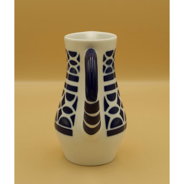Mid-Century Modern Mid 20th Century Sargadelos O Castro Geometric Creamer and Lidded Sugar Bowl, Cobalt Blue Porcelain For Sale - Image 3 of 9
