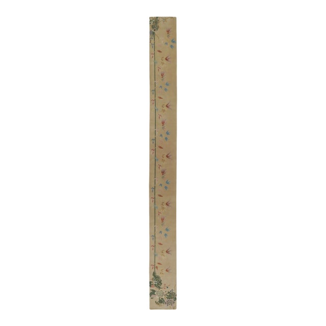 Rug & Kilim’s Extra-Long Chinese Art Deco-Style Custom Runner, Beige With Floral For Sale