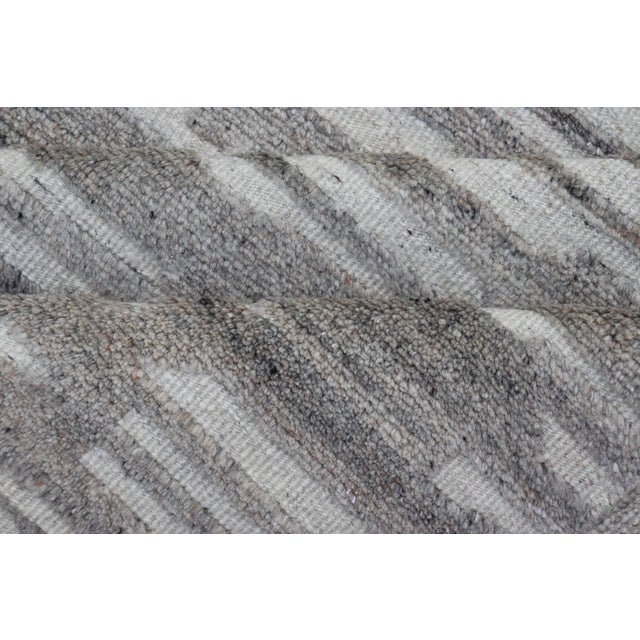 Modern Hand Knotted Wool Area Rug in Cream and Gray With Abstract Design For Sale - Image 10 of 12