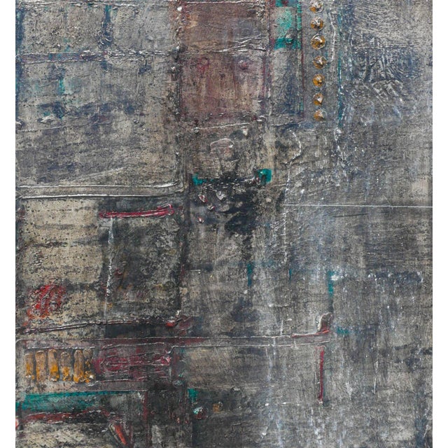 Dark gray and blue-toned abstract expressionist painting by Louisiana artist William Lee Moreland (William L. Moreland)....