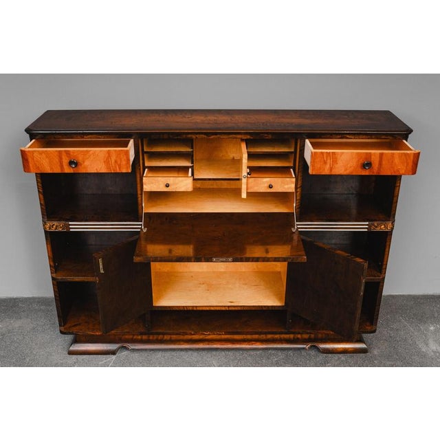 Art Deco Bookcase with Secretary Compartment in Birch and Walnut For Sale - Image 15 of 18