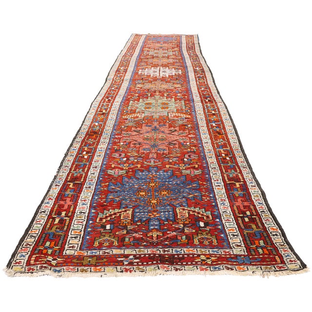 Tribal Late 19th Century Persian Heriz Rug, 02'11 X 15'02 For Sale - Image 3 of 11