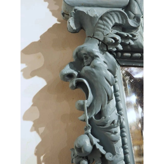 Large French Blue Painted Napoleon III Beveled Wall Mirror, Circa 1850 For Sale - Image 10 of 12