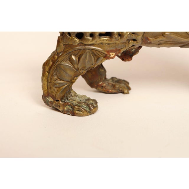 Vintage Brutalist Embossed Brass and Steel Lion Sculpture by Pal Kepenyes For Sale - Image 16 of 18
