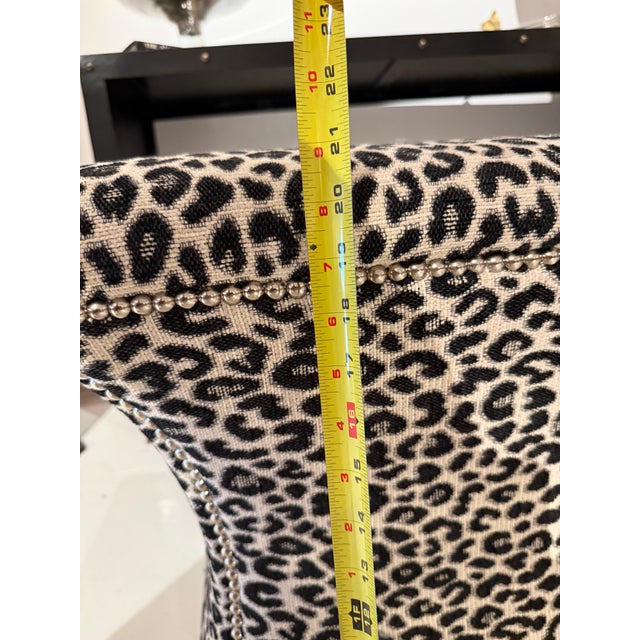 Black Leopard Print Ottoman Stool Set (Walter E Smithe) For Sale - Image 8 of 10