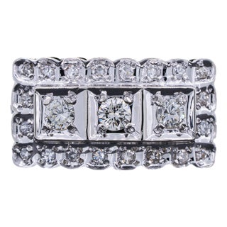 Vintage Art Deco Diamond Ring 14k White Gold Size 7.75 For Sale