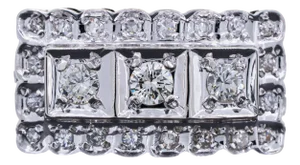 Vintage Art Deco Diamond Ring 14k White Gold Size 7.75