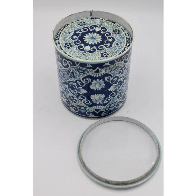 Vintage Blue and White Delft Metal Canisters For Sale - Image 4 of 7