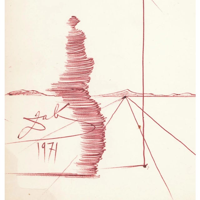 Abstract Signed 1971 Pen and Ink Drawing "Don Quixote" by Salvador Dalí For Sale - Image 3 of 3