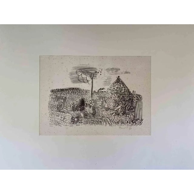 Landscape is an original lithograph realized by Raoul Dufy in the early 20th Century. Good conditions except for diffused...