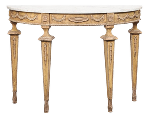 Mid 20th Century Italian Marble Top Console W/ Swag Accents