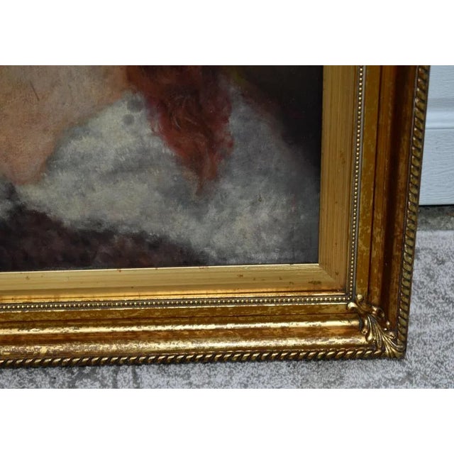 Antique Signed J.Bovgvereau Oil Painting on Canvas Portrait of a Woman For Sale In Philadelphia - Image 6 of 13