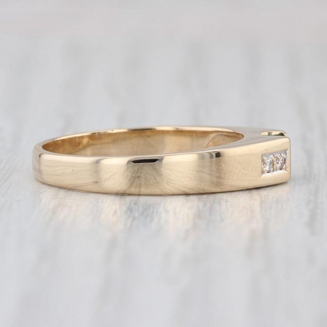 Modern 0.29ctw Emerald Diamond Ring 14k Yellow Gold Size 8.5 Engagement Stackable For Sale - Image 3 of 8