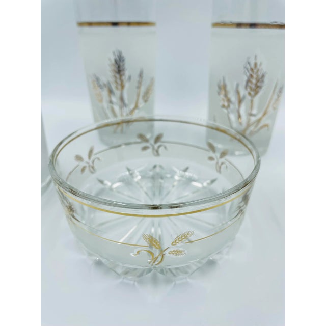 Glass Mid-Century Decover Italy Frosted Highball & Garnish Bowl Cocktail Set- 7 Pieces For Sale - Image 7 of 13