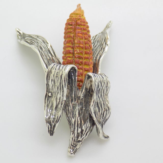 Italian Vintage Italian Handmade Genuine Silver Corncob Ear of Corn Figurine Miniature For Sale - Image 3 of 9