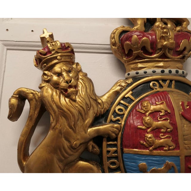 British Royal Coat of Arms Wall Plaque, 1950s For Sale - Image 4 of 9