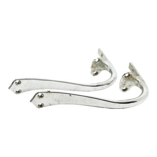 Pair of Traditional Curved Chrome Bridge Pulls For Sale