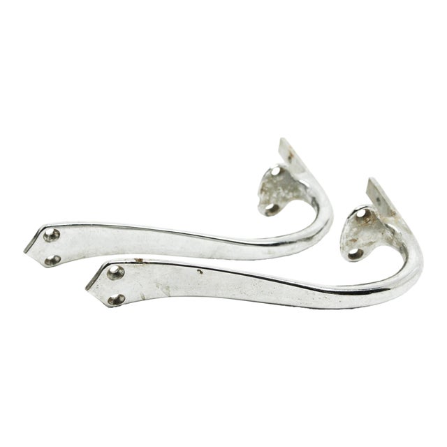 Pair of Traditional Curved Chrome Bridge Pulls For Sale
