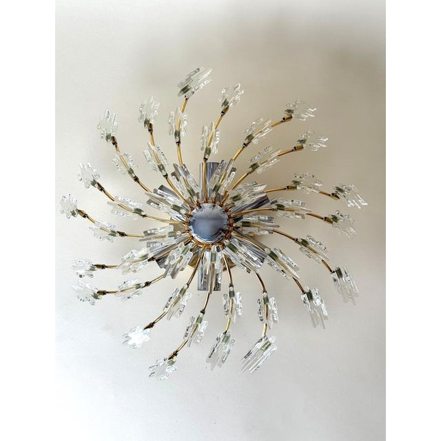 Hollywood Regency Starburst Plafonnier in Gilt Metal and Crystal, 1980s-1990s For Sale - Image 11 of 18