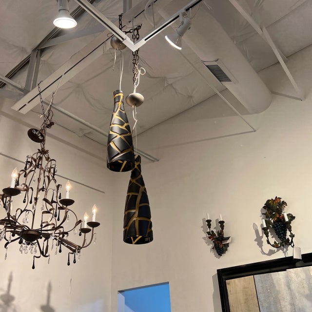 1990s Italian Murano Style Glass Single Pendants - a Pair For Sale - Image 10 of 13