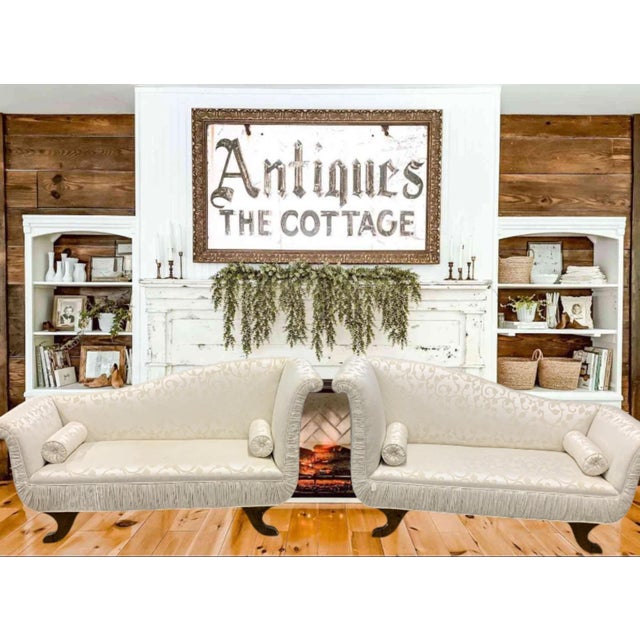 White Pair of Vintage Biedermeier Style Chaise Lounges For Sale - Image 8 of 9