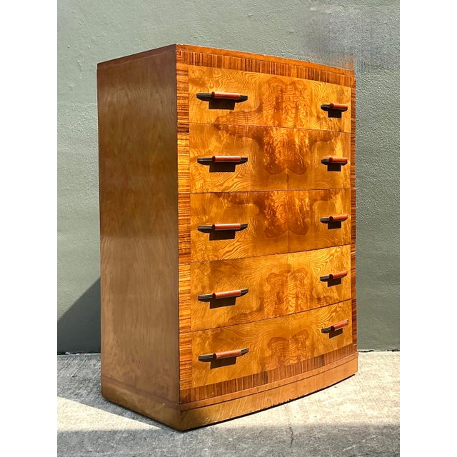 Wood Vintage Deco Burl Wood Stall Chest of Drawers For Sale - Image 7 of 12