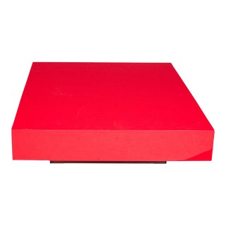 Contemporary Modernist Red Lacquer and Lucite Low Coffee Table For Sale