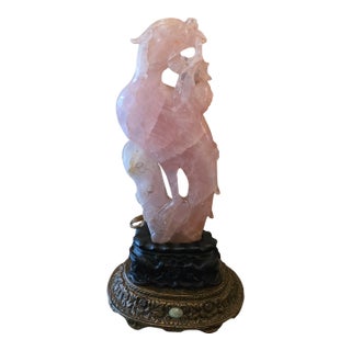 Antique Figural Chinese Pink Quartz Crystal Rock Lamp For Sale