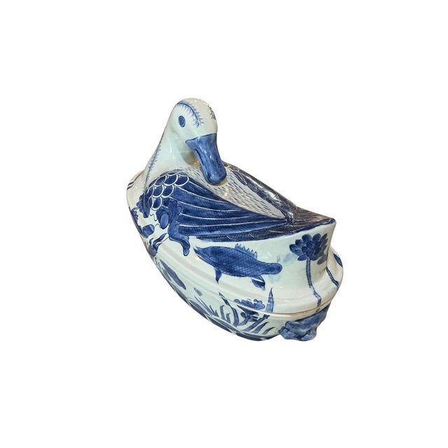 This 1930’s Chinese Blue and White duck tureen is a crafted with exquisite detail.