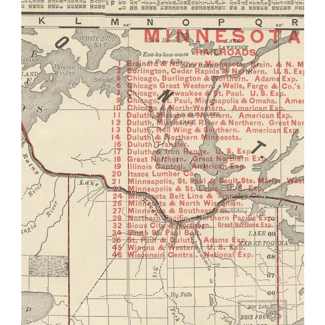 Antique Map of Minnesota, The North Star State from Rand McNally, 1899 For Sale - Image 3 of 12