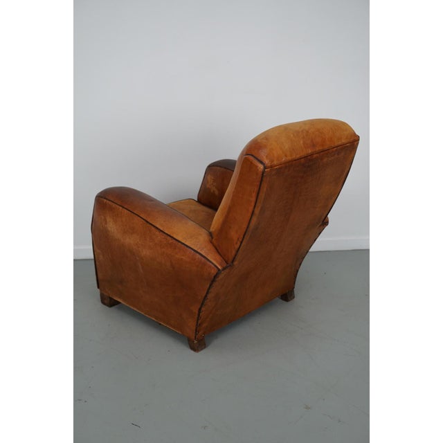 Vintage French Cognac-Colored Leather Club Chair, 1950s For Sale - Image 15 of 18