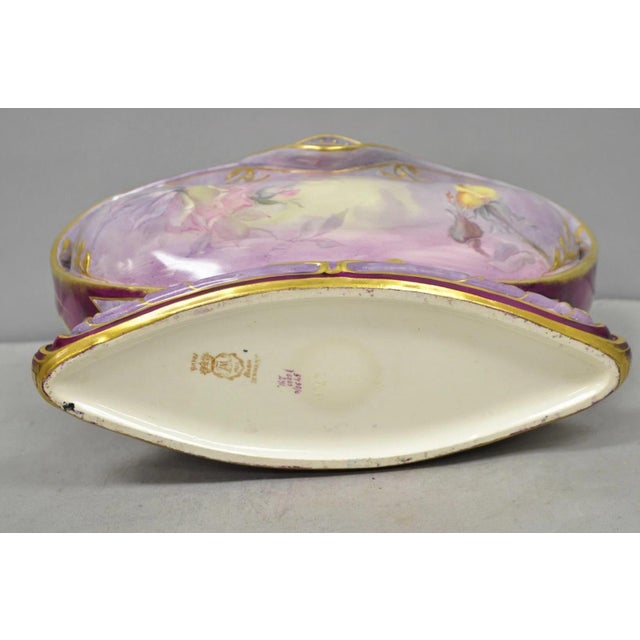 Antique Franz Anton Mehlem Royal Bonn Germany Art Nouveau Purple Jardinière Vase For Sale - Image 15 of 17