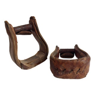 Vintage Western Horse Saddle Stirrups, a Pair For Sale