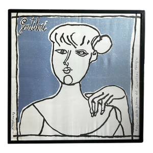 Vintage Framed Abstract Portrait of Woman Lithograph on Fabric by Franco Gentilini (1909-1981)
