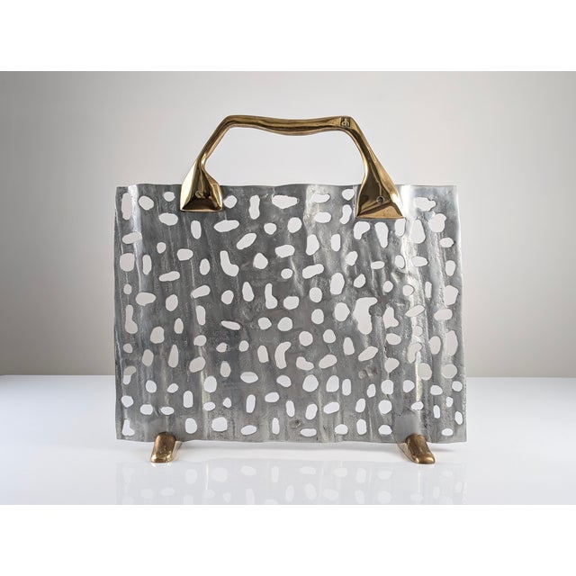 Sculptural Brass and Aluminum Fireplace Screen by David Marshall, 1980s For Sale - Image 6 of 10