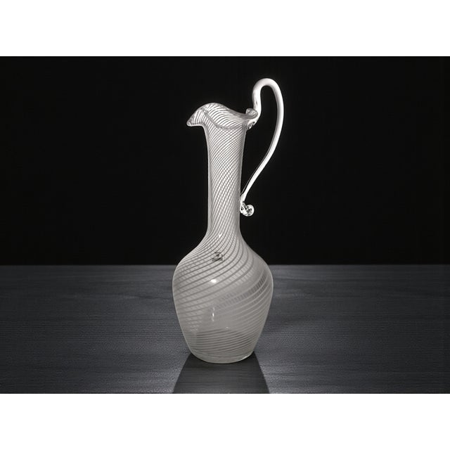 White Decorative Murano Glass Carafe from Salvadori Glassworks, 1970s For Sale - Image 8 of 9