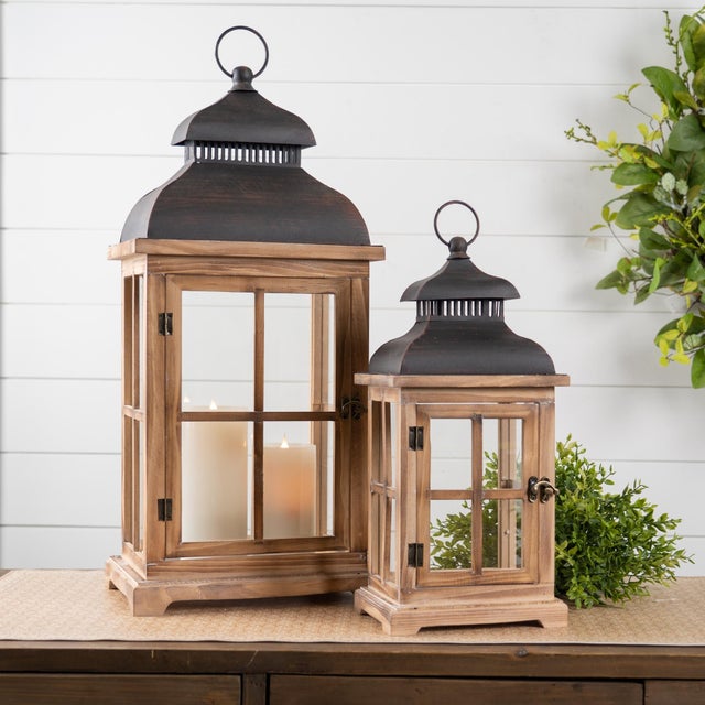Welcome your guests with this beautiful set of decorative lanterns. Its rustic yet traditional design paired with the...