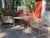 Mid-Century Modern Mid 20th Century Woodard Strap Iron Patio Set, Winter Beige Powder Coated, 5 Pieces, Attributed For Sale - Image 3 of 9