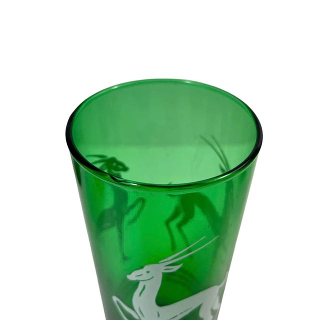 1940s 1940s Hazel-Atlas Art Deco Green Collin Glasses- Set of 5 For Sale - Image 5 of 7