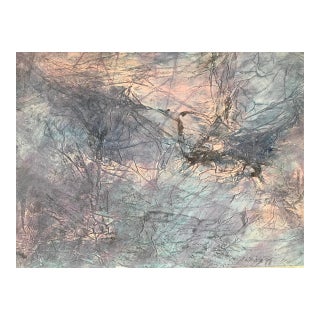 Patricia Zippin "Moon View VIII" 1980s Mixed Media 24"x 16" For Sale