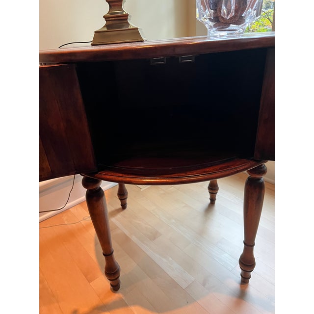 Theodore Alexander Hand-Carved Vintage Wooden Drum Book Table For Sale - Image 11 of 14