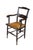 Antique Early American Federal or Hitchcock-style captain's armchair dating back to the 19th century. Crafted from a dark-...